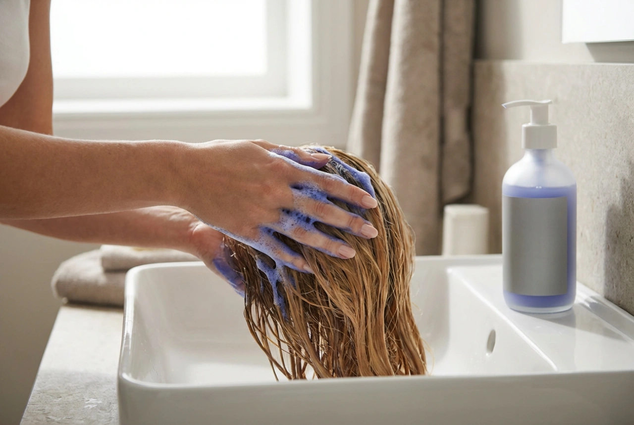 Mavi Şampuan: Yıkama Sırasında Bakır Tonları Nötrleme