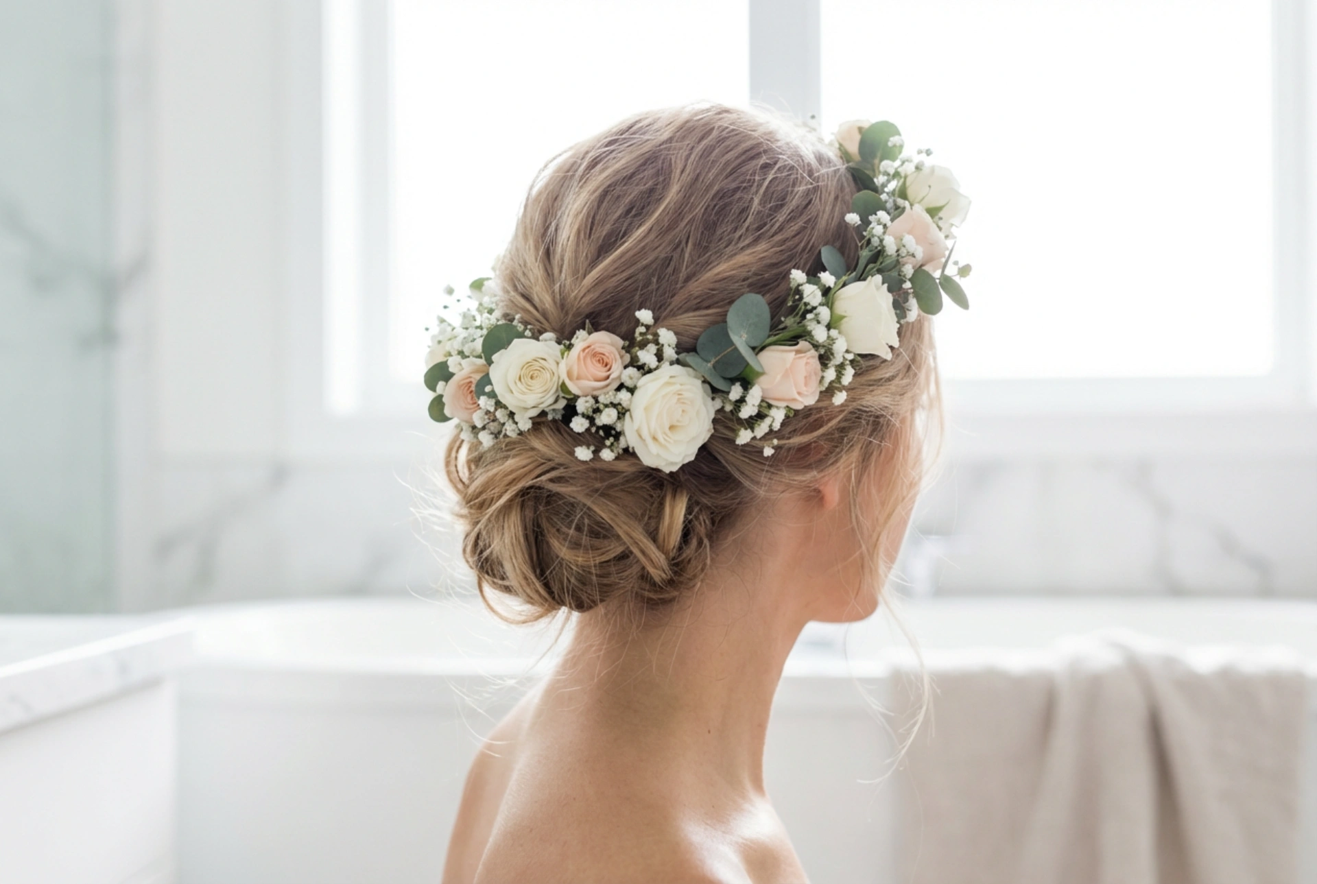 Romantik Topuzlar: Düğün ve Yaz İçin Çiçek Tacı ile Saç Modelleri