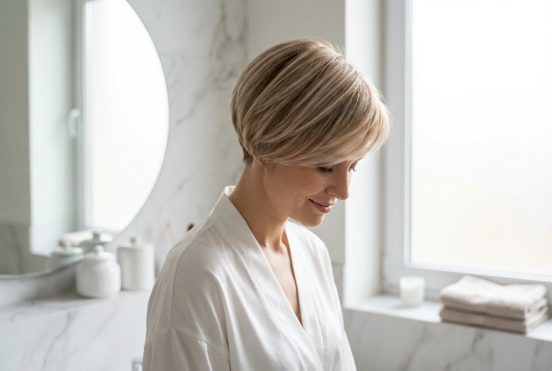 Kısa Mantar Kesim Kadın Saç Modelleri: Yumuşak Bitiş ve Hacim