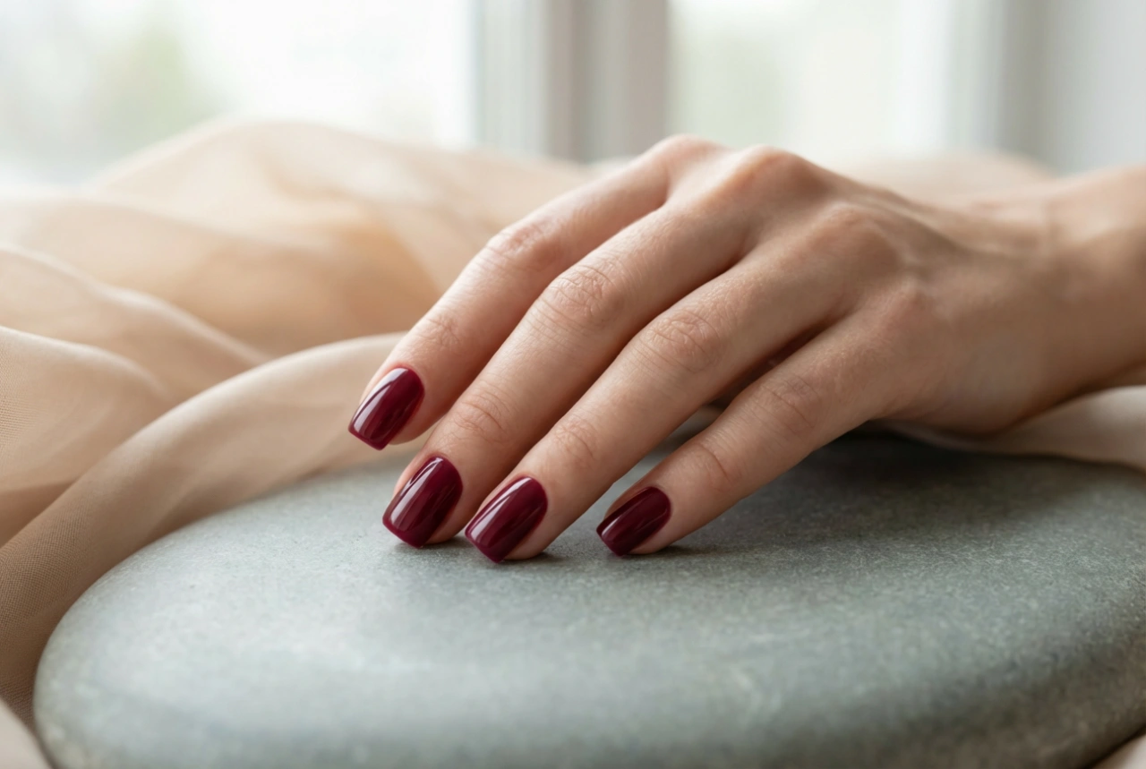 Kare Bordo Tırnaklar: Şekillendirme, Boyama ve Top Coat Uygulaması