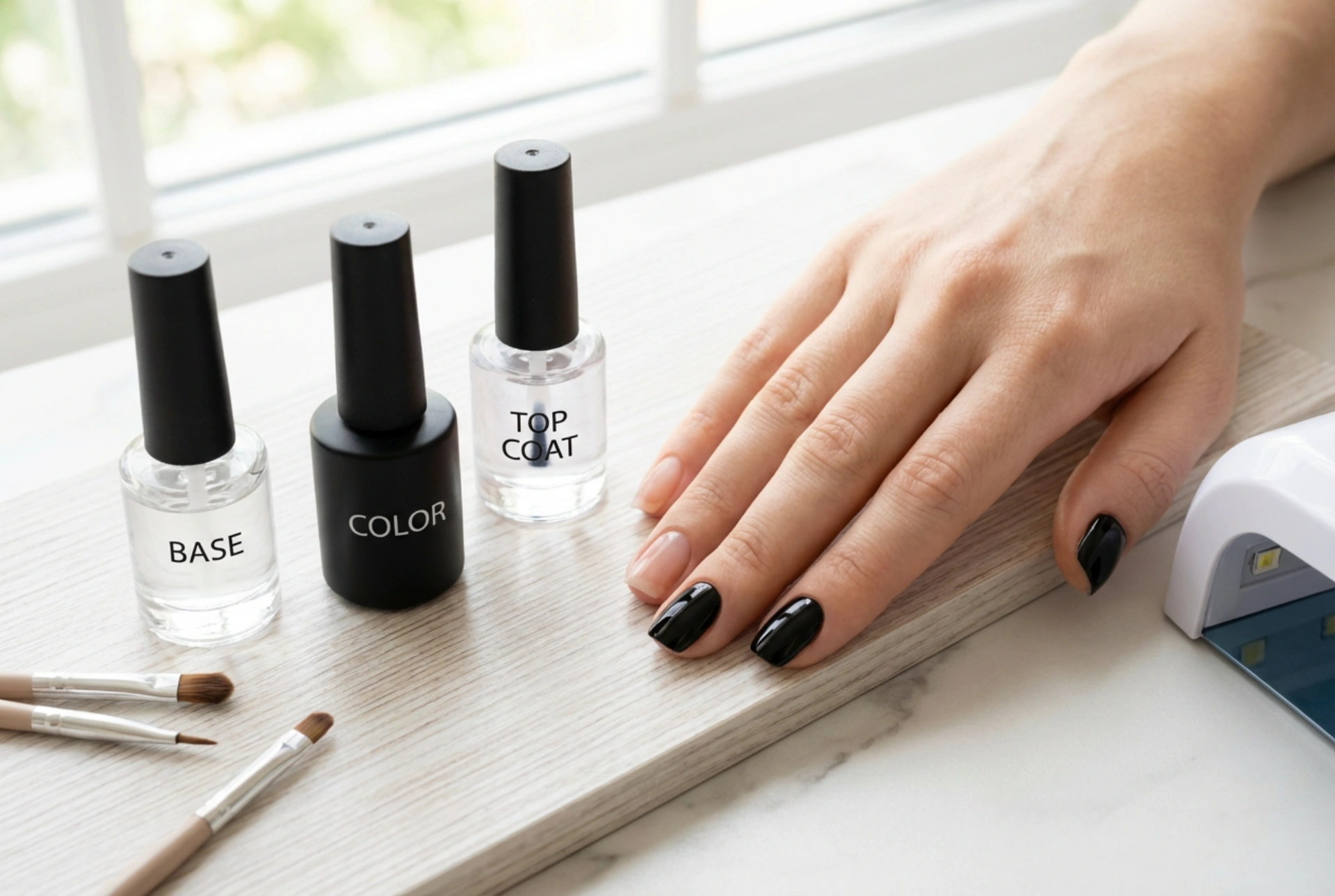 Adım Adım Siyah Kalıcı Oje Uygulaması: Baz, Renk, Top Coat