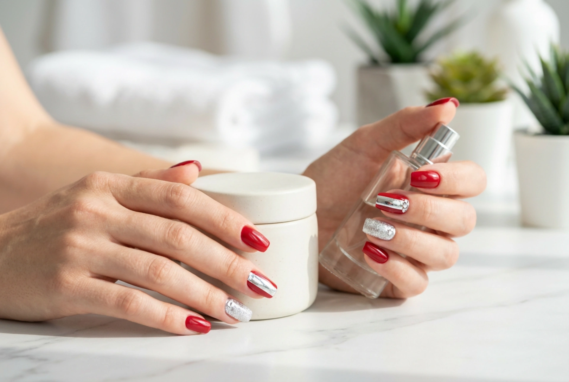 Gümüşle Kırmızı Tırnaklar: Sim, Folyo ve Zirkon Nasıl Kombinlenir
