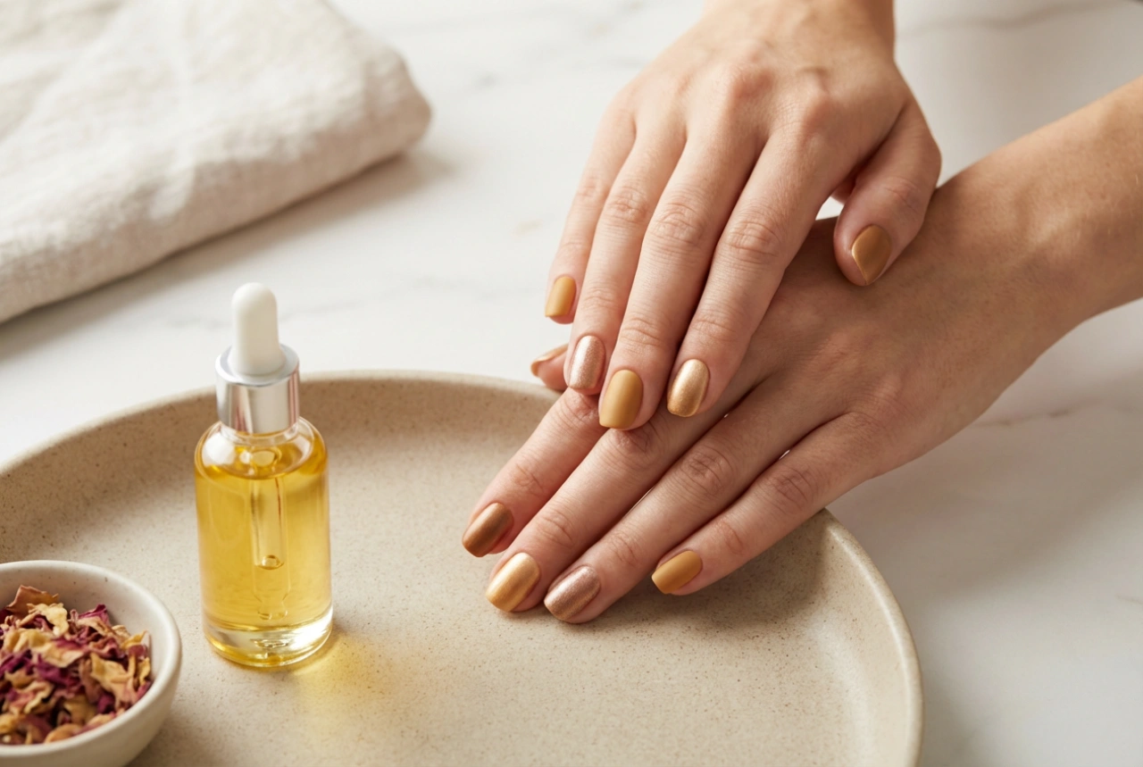 Abartısız Şık Altın Rengi Tırnaklar: Tonlar, Dokular, Vurgular