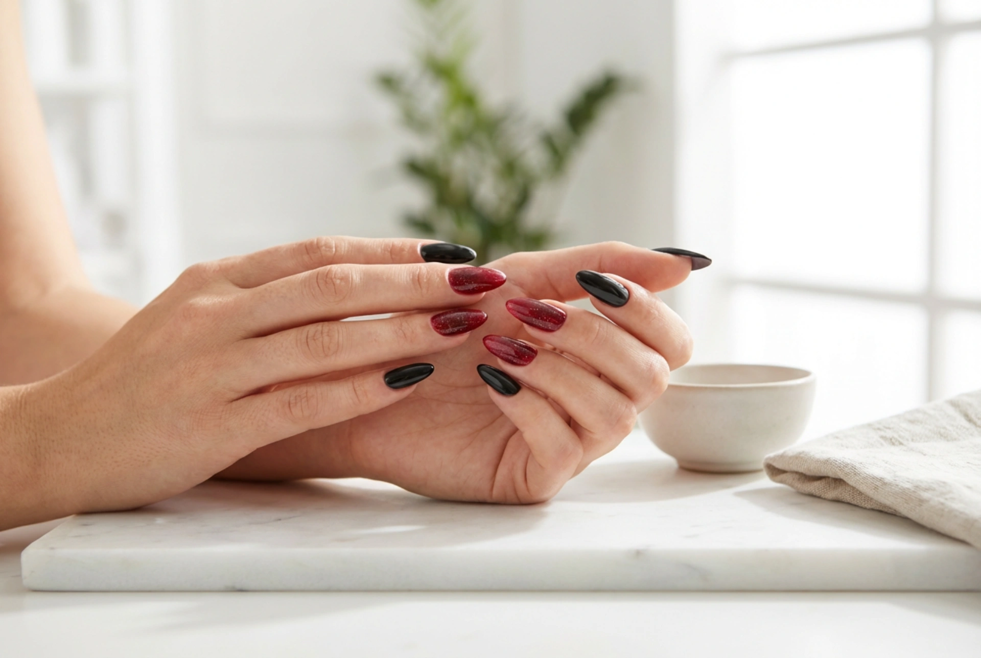 Siyah ve Kırmızı Tırnaklar: Basit Birleştirme ve Süsleme Teknikleri