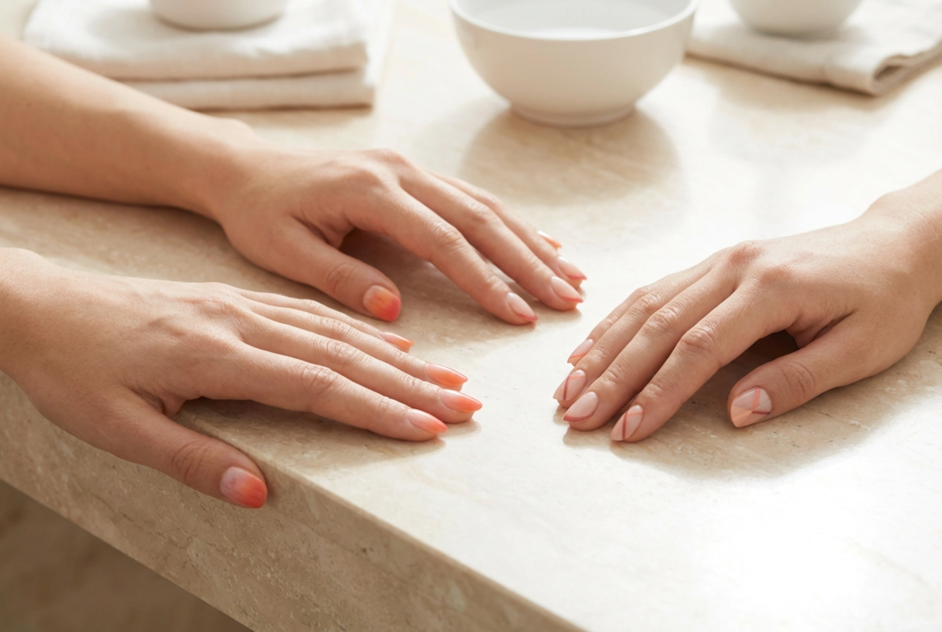 Turuncu ve Pembe Tırnaklar: Ombre, French ve Geometrik Desenler