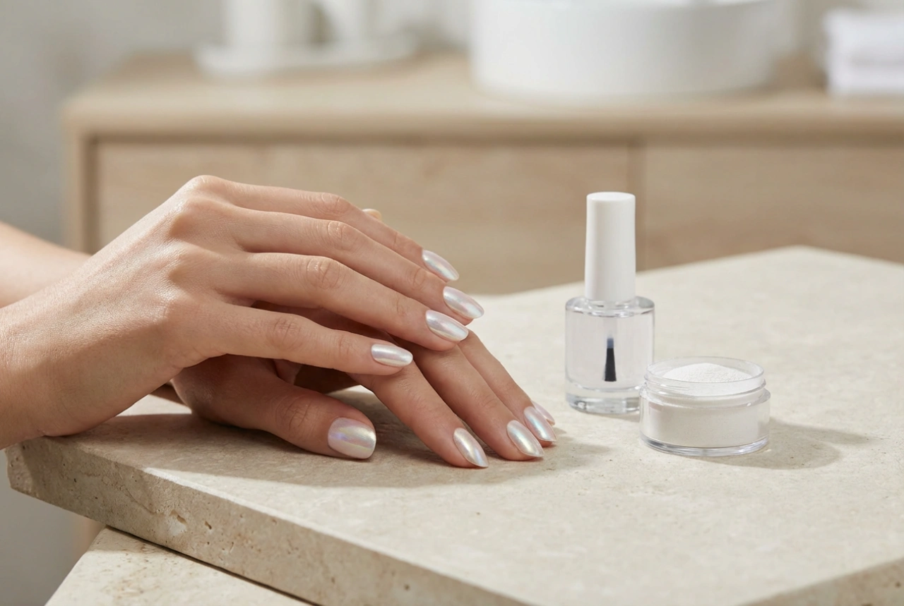 Sedefli Hibrit Tırnaklar: Sedef Etkisi, Tozlar ve Kalıcı Top Coat