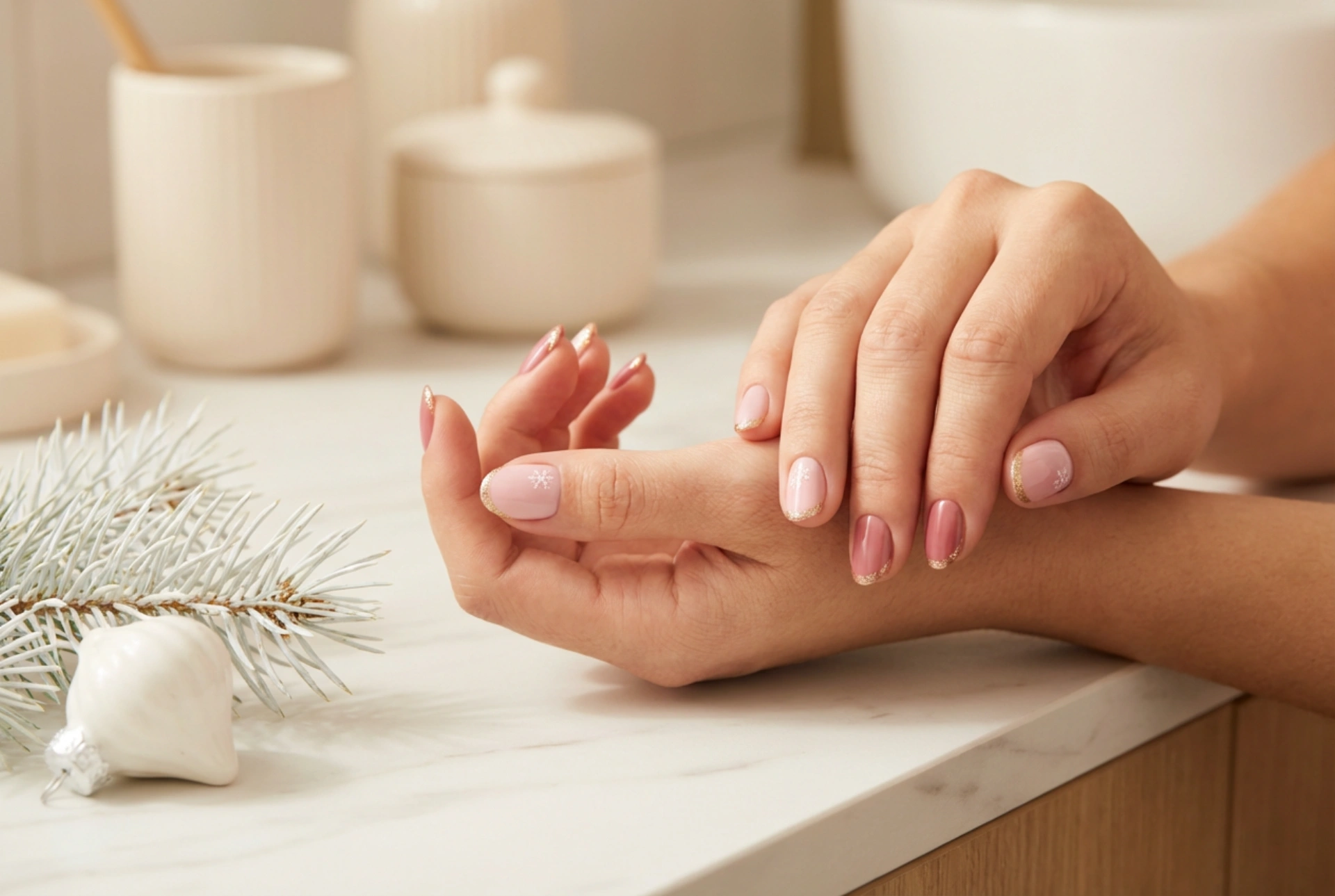 Pembe Yılbaşı Tırnakları: Basit Desenler, Sim ve Çıkartmalar