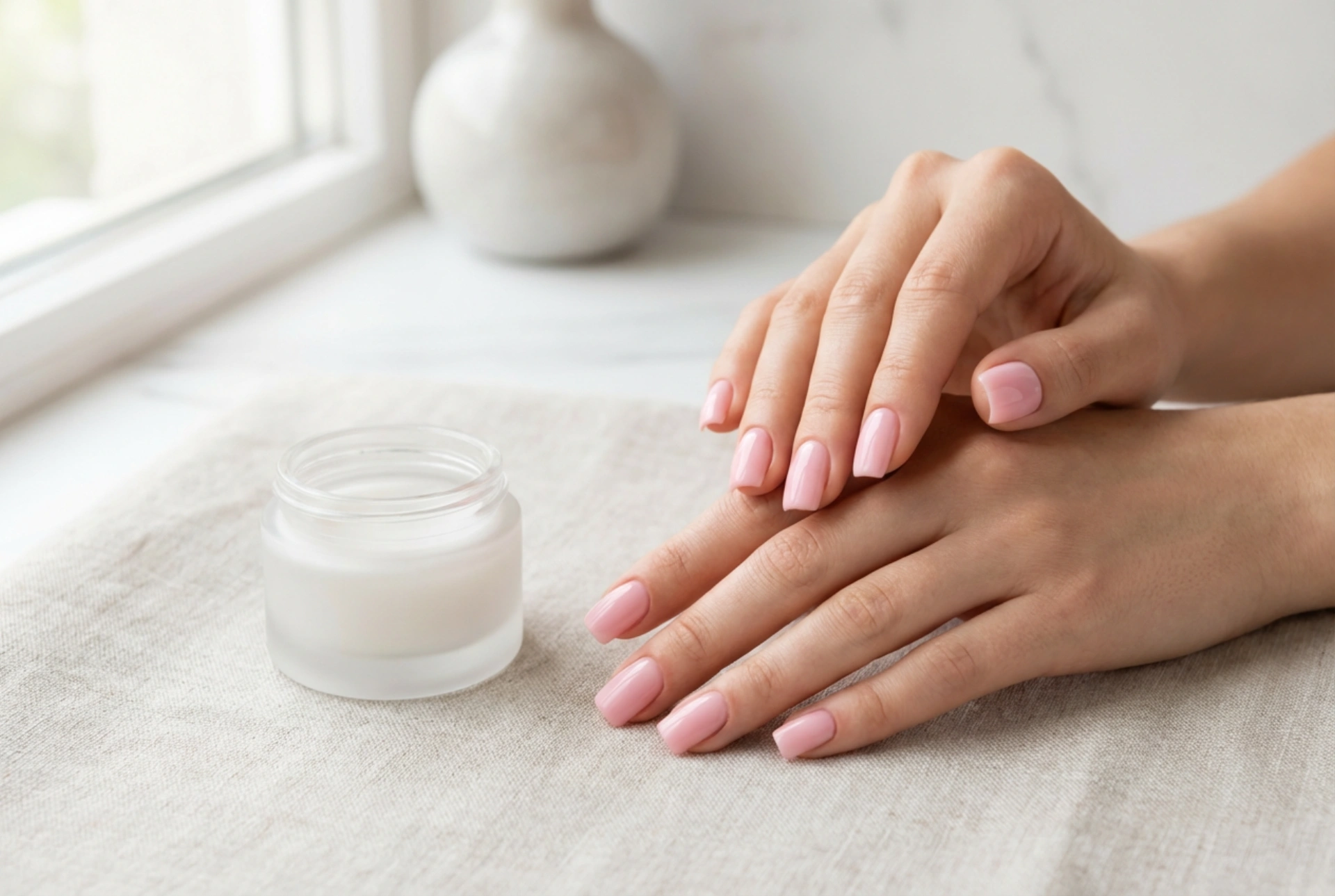 Pembe Tonlarda Kare Şekli: Çizgisiz Pembe Kare Tırnaklar