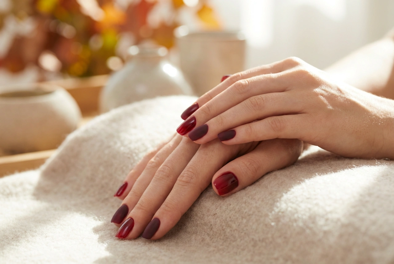 Bordo Ombre Tırnaklar: Sonbahar Kombinasyonları ve Mat/Parlak Bitişler