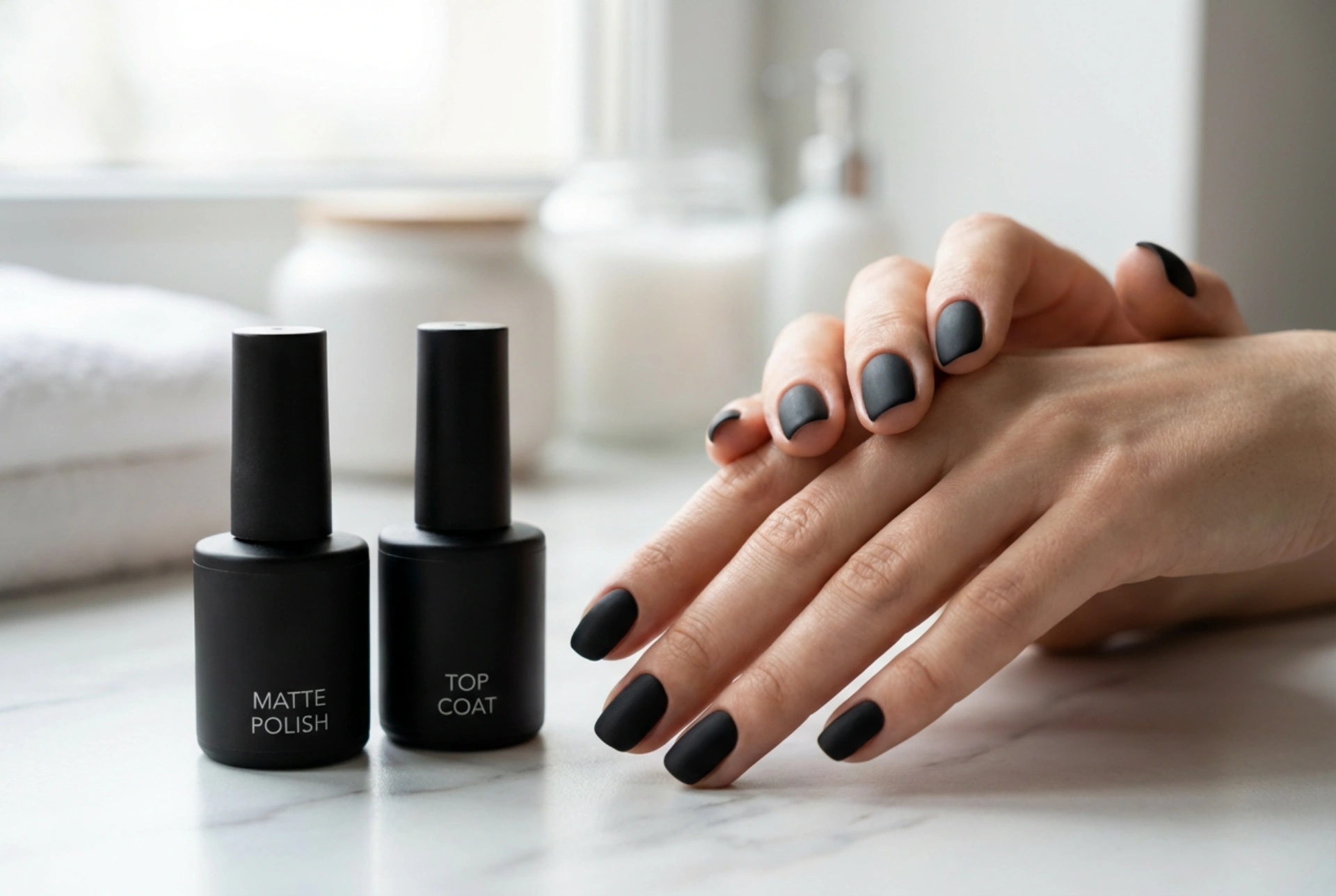 Pürüzsüz Siyah Mat Tırnaklar: Mükemmel Baz ve Mat Bitiş