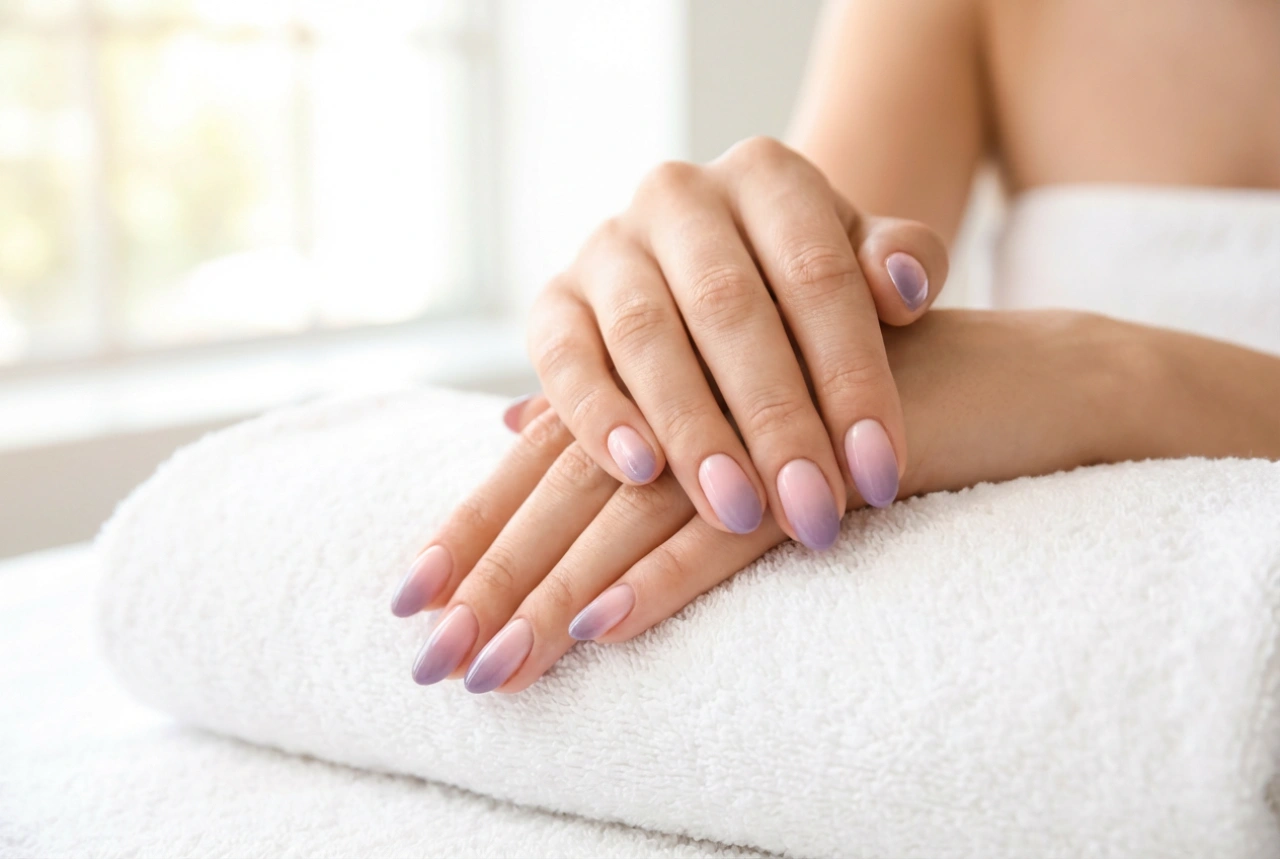 Pembe ve Mor Ombre Tırnaklar: Renkleri Birleştirme ve Pürüzsüz Geçişler