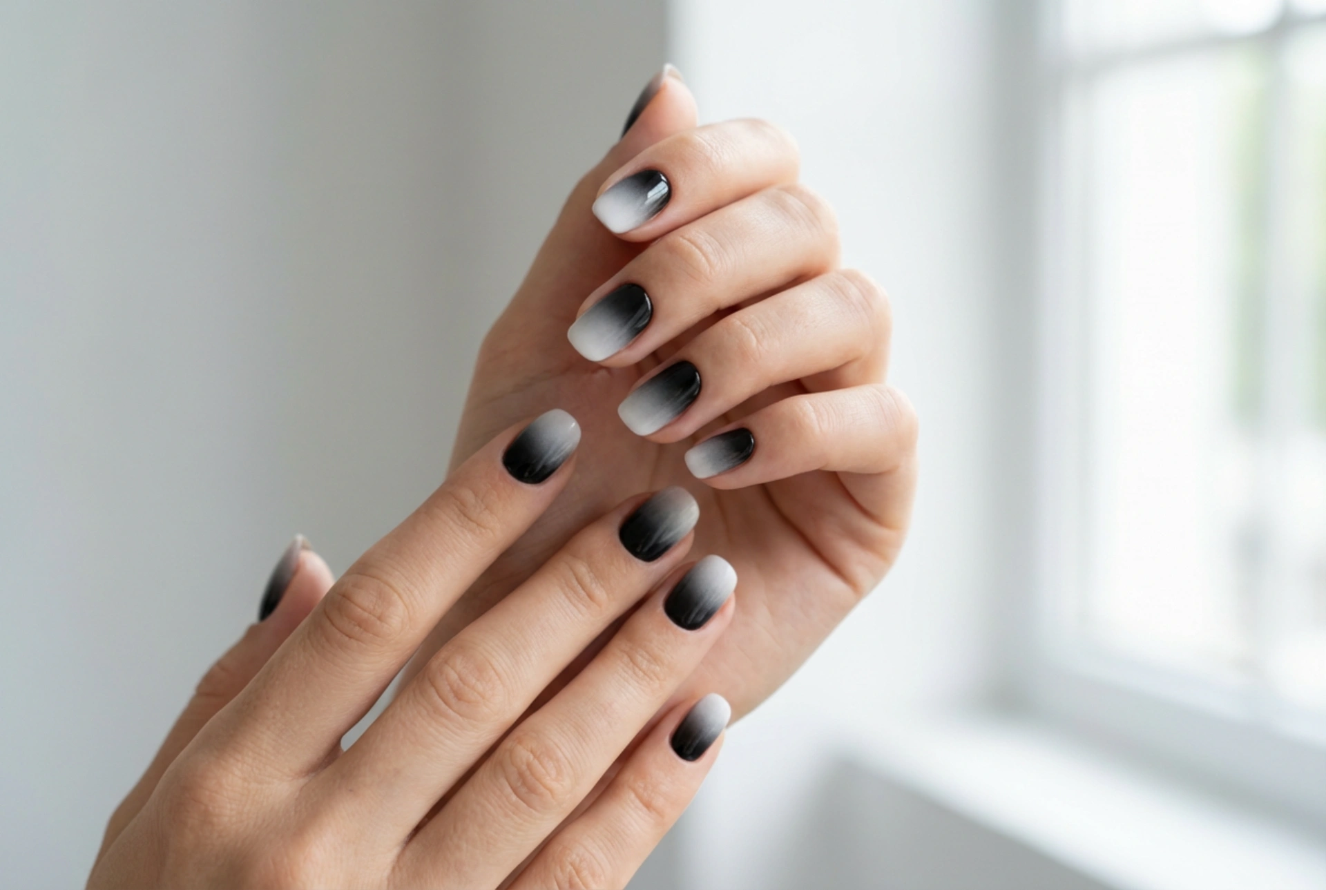 Siyah-Beyaz Ombre Tırnaklar: İz Bırakmayan Kontrast Gradyan