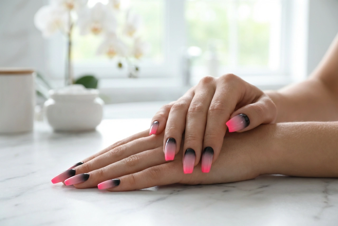 Siyah ve Pembe Ombre Tırnaklar: Neonlardan Pastellere, Adım Adım