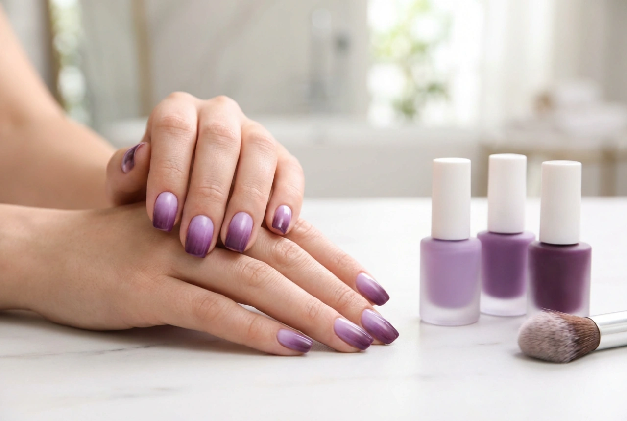 Adım Adım Mor Ombre Tırnaklar: Tonlar Nasıl Karıştırılır