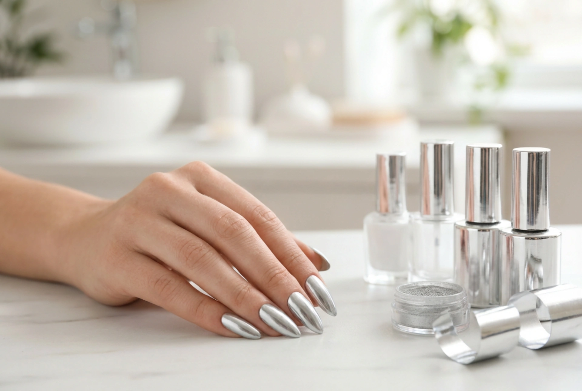 Gümüş Rengi Tırnaklar Nasıl Yapılır: Oje, Toz, Folyo ve Krom Efekti