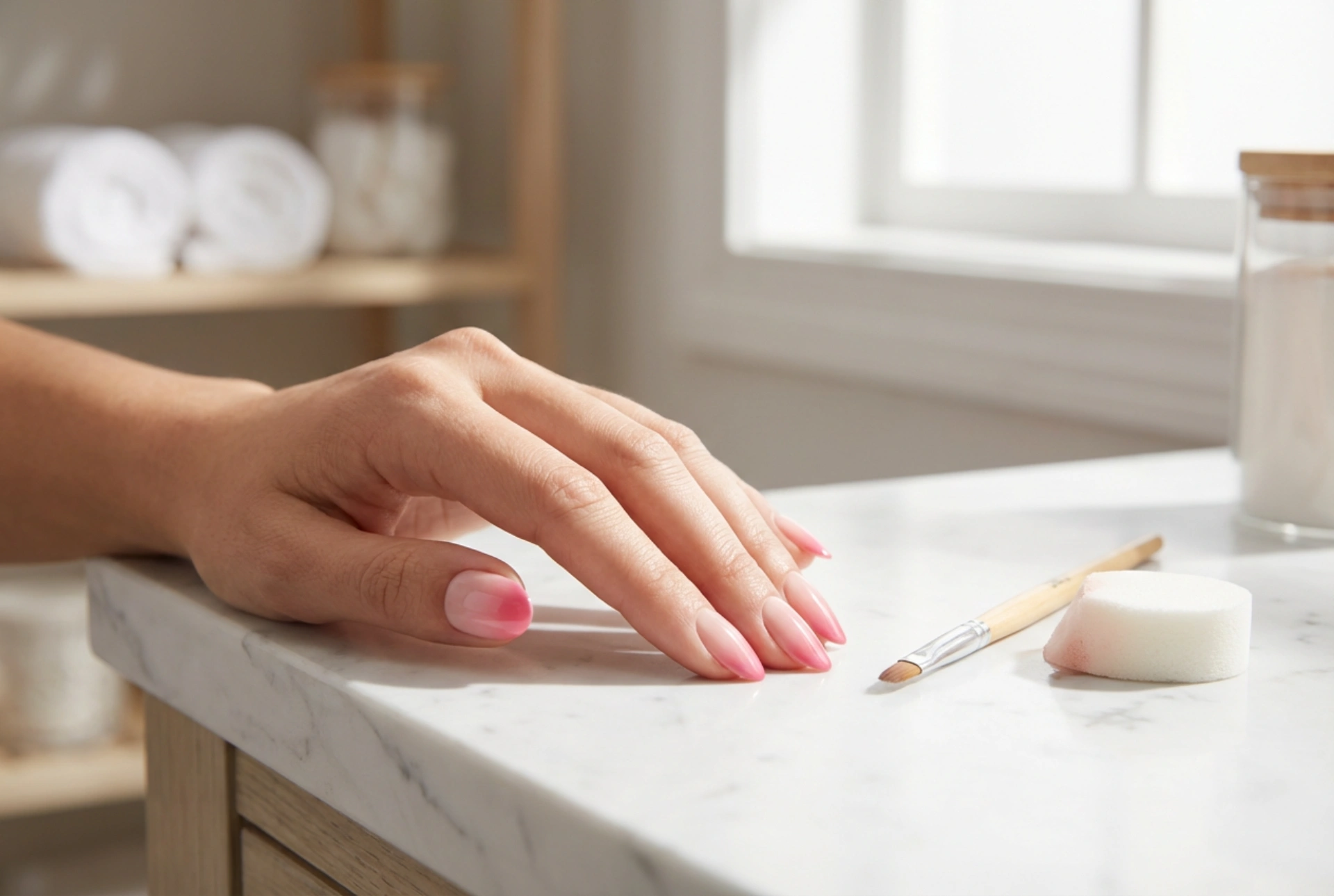 Tırnaklarda Pembe Ombre: Fırça veya Süngerle Yumuşak Geçiş